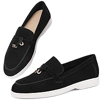 Flats Loafers Comfortable Loafers for Women Round Toe Suede Lightweight Slip-on Moccasins Shoes Classic Casual Driving Penny Loafers