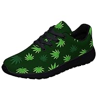 Marijuana Leaf Shoes Men Fashion Weed 420 Sneakers Women Mesh Walking Athletic Cannabis Shoes