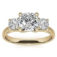 Engagement Ring with 1.0ct Moissanite Stone, 18K Yellow Gold over Sterling Silver