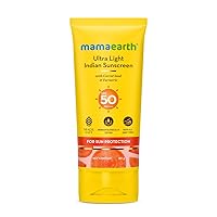 Mamaearth Ultra Light Sunscreen Lotion | Organic & Natural SPF 50 Broad Spectrum Sunblock Suntan Lotion with Turmeric & Carrot Seed | 2.71 Fl Oz (80ml)