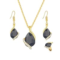 Necklace and Earring Sets for Women Girls Earrings Gold Plated Crystal Pendants Necklace Fashion Jewelry (a)