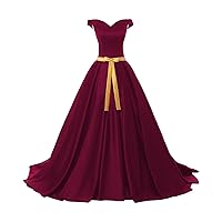 Dance Prom Dresses Cap Sleeves Ball Gown Party Reception Formal Dress Satin