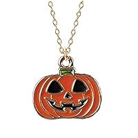 Halloween Pumpkin Necklace Long Chain Necklace Jewelry Gifts for Women Girls Costumes