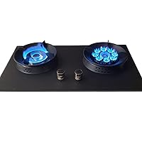 Gas Rangetop, Drop-in Natural Gas Cooktop with 2 Sealed Burners Gas Stovetop, Tempered Glass Gas Hob