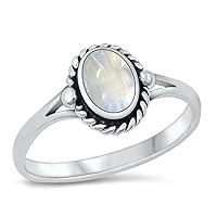 CHOOSE YOUR COLOR Sterling Silver Oval Bali Ring