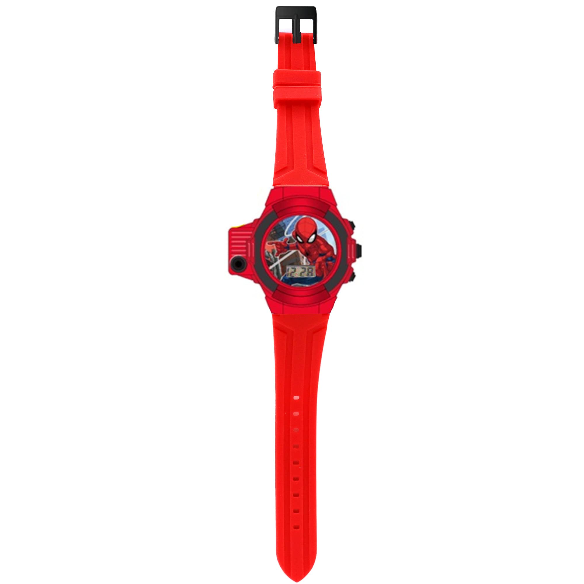 Accutime Kids Marvel Spiderman Red Digital LCD Quartz Wrist-Watch with Flashlight and Red Strap for Boys, Girls and Toddlers (Model: SPD4747AZ)