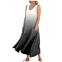 Women Loose Casual Cotton Linen Dress Floral Boho Maxi Dress House Robes Half Sleeves Plus Size Striped Boho Dress Mini Dresses for Women(6-Black,3X-Large)