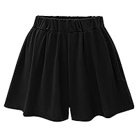 Black Shorts for Women Dressy Casual Women's Plus Size Wide Leg Classic High Waisted Solid Color Casual Culott