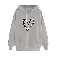 TUNUSKAT Womens Hoodies Cute Heart Graphic Sweatshirt Fashion Long Sleeve Pullover Teen Girls Soft Casual Tops Fall Outfits