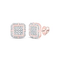 The Diamond Deal 10kt Yellow Gold Womens Round Diamond Square Earrings 1 Cttw