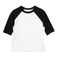 Bella Canvas Toddler 3/4 Sleeve Baseball T-Shirt (3 Years) (White/Black)