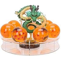 Resin Shenron Figure Shenlong Statue Set + 4.3cm Crystal Balls + Shelf with Gift Box for Business Halloween Christmas Holiday and Birthday Home Decoration