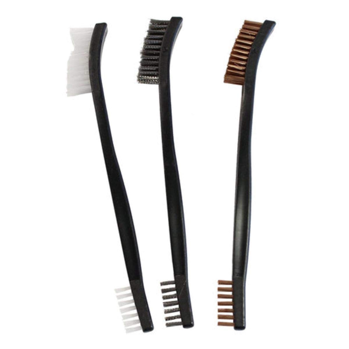 Birchwood Casey Utility Brushes - Bronze, Nylon & Stainless Brushes 3 Pack (Replaces 41103)