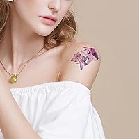 2 Pieces Of Purple Iris Flower Tattoo Stickers Temporary Tattoos Fake Tattoo For Women Waterproof Painted Sexy And Long-Lasting