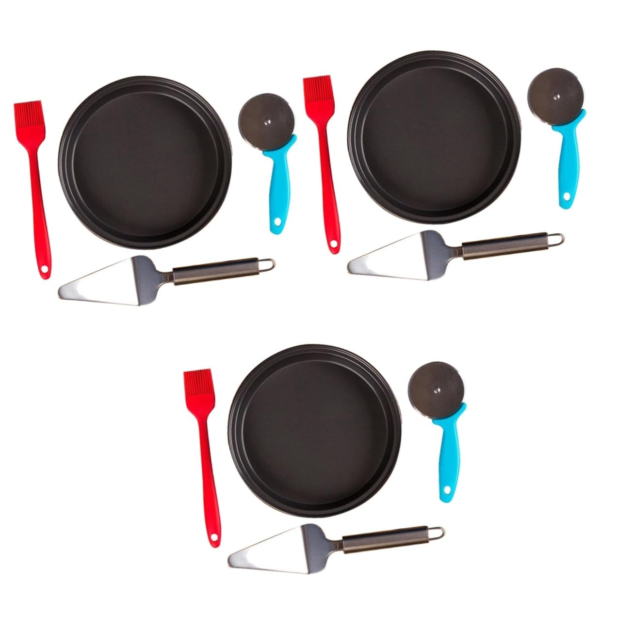 BESTOYARD 3pcs Set griddle grill accessories silicone brush baking tools pizza tray oven tray Baking Supplies cake spatula household Stainless steel pizza plate pizza machine