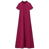 STAUD Women's Ilana Short Sleeve Maxi Dress Syrah