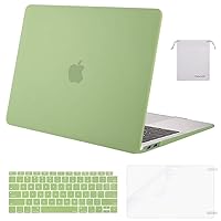 MOSISO Compatible with MacBook Air 13 inch Case 2022, 2021-2018 Release A2337 M1 A2179 A1932 Retina Display Touch ID, Plastic Hard Shell&Keyboard Cover&Screen Protector&Storage Bag, Chartreuse