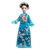 Chinese Hanfu Ball Joints Doll Qing Dynasty Dress Up Toys Handmade Ancient Costume Doll Girls Gift, 12 inch Blue