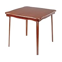 STAKMORE Scalloped Edge Folding Card Table Cherry Finish, 32 in x 32 in x 29.5 in