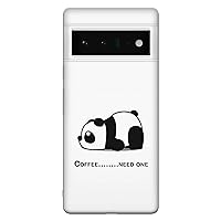 PadPadStore Coffee Phone Case Compatible with Google Pixel 6A Clear Flexible Silicone Panda Cover Shockproof Protector Bumper