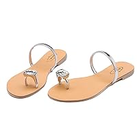 Women Open Toe Sandal Shoes Summer Beach Travel Diamond Lace up Slippers Orthopedic Flip Flops for Big Toe Bone Correction, Size 35-42 EU (Color : Silver, Size : 36EU)
