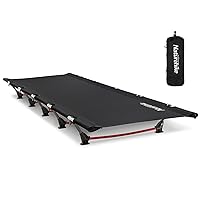 Naturehike Ultralight Camping Cot, Easy to Assemble Folding Tent Cot, Compact & Protable Camping Bed for Camping, Mountaineering, & Hiking, Supports 330lbs with Carry Bag, GreenWild Dark Black
