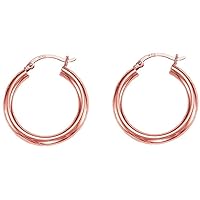14k REAL Yellow or White or Rose/Pink Gold 2.0MM Thickness Classic Polished Round Tube Hoop Earrings with Snap Post Closure For Women in Many Sizes and Gauges