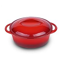 red cast iron enamel saucepan gas cooker universal (size: 10.6 inches long x 8.3 inches wide x 3.9 inches high)