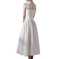 Womens Sleeveless Dress Lace Floral Fashion Elegant Cocktail Evening Gown Party Midi Dress
