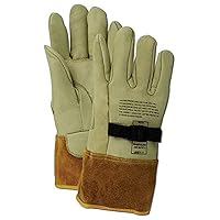 MAGID Leather Lineman Electrical Protector Work Gloves, 1 Pair, Size 12, 60611PS12, For Use With Rubber Insulated Gloves, Tan