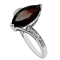 Red Garnet Marquise Shape Natural Non-Treated Gemstone 14K White Gold Ring Engagement Jewelry for Women & Men