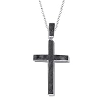 1.20Ct CZ Diamond Micro Pave Set Cross Pendant Necklace W/18 In 14K White Gold Plated