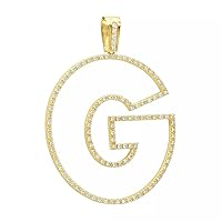 2.10Ctw Round Cut White Simulated Diamond Letter G Men's Hiphop Pendant Necklace 14K Yellow Gold Plated