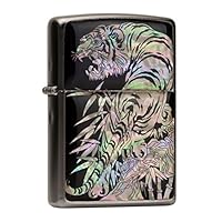 X Mother of Pearl Tiger's Design Stylish Lighter Zippo (zippo-) Oil Lighter hurintoraita- Handmade