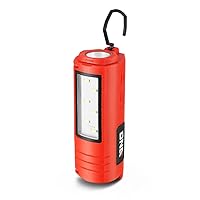 DNA MOTORING TOOLS-00176 12V Lightweight Cordless Working Light Flashlight with Hanging Hook and Magnets for Outdoor, Camping, Car Repair, Red (Tool Only)