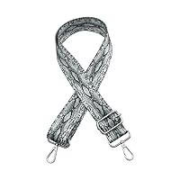 Crossbody-Strap Adjustable Canva Shoulder-Strap Purse Replacement-Strap For Handbag With Hardware Leopard Dark Grey