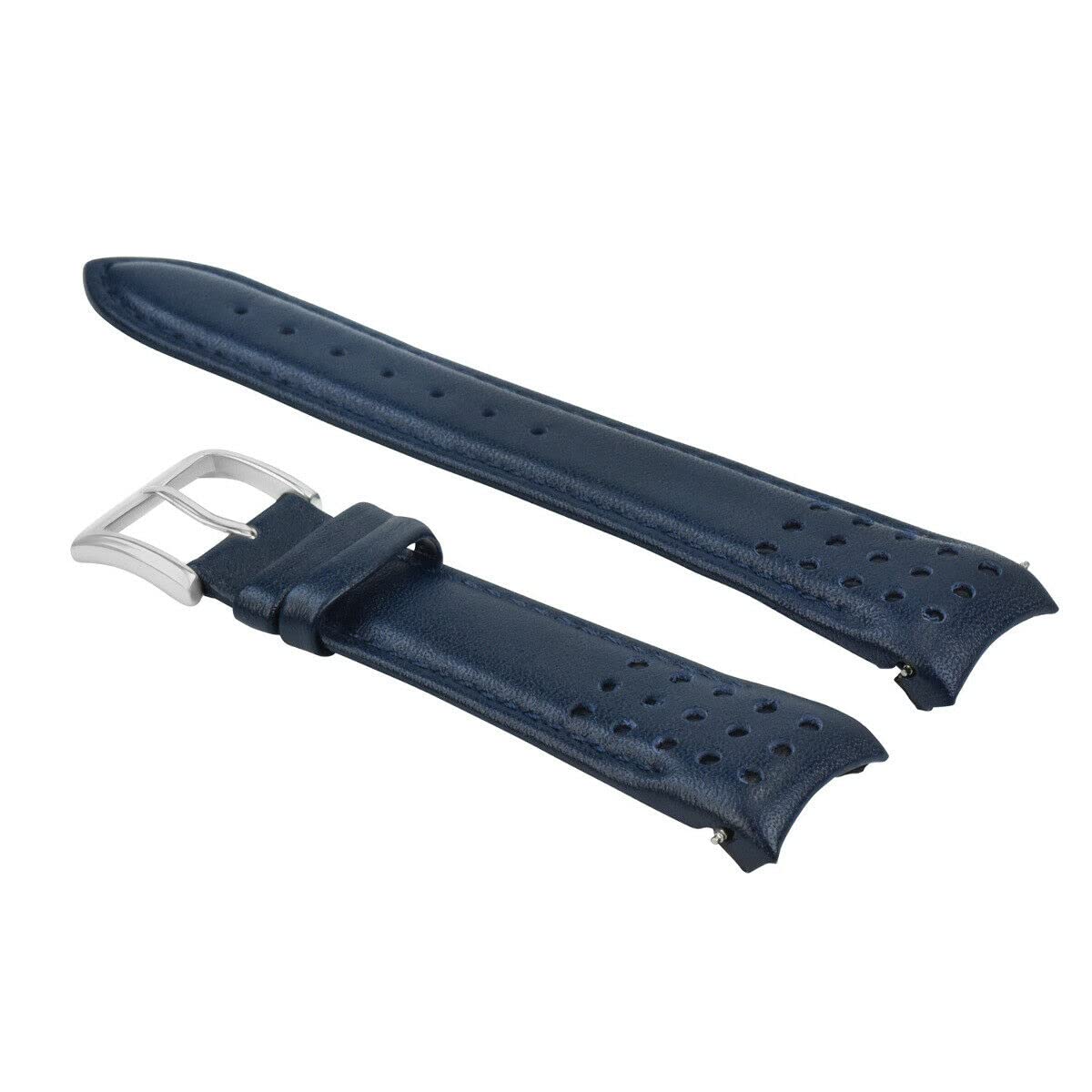Ewatchparts 21MM CURVED END LEATHER WATCH BAND STRAP COMPATIBLE WITH CITIZEN ECO DRIVE PROMASTER BLUE
