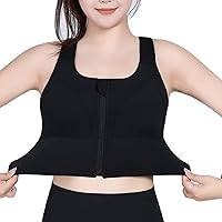 Women's Zip Front Sports Bras Plus Size Longline Fitness Crop Tops High Impact Tank Gym Yoga Workout Shirts