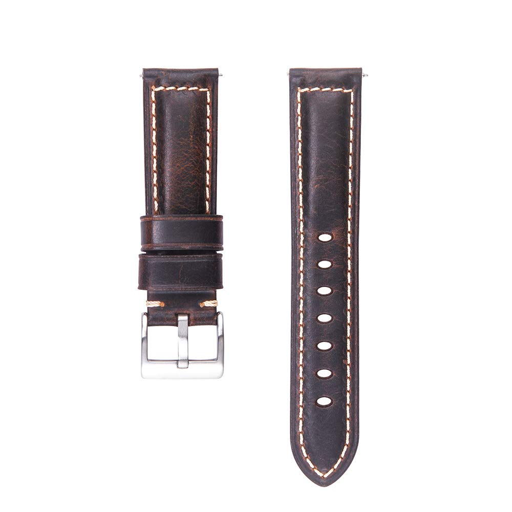 Berfine Quick Release Retro Leather Watch Band,Vintage Oil-tanned Pull-up Leather Strap Replacement,Choice of Width-18mm 20mm 22mm 24mm or 26mm