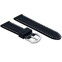 Ewatchparts 18MM RUBBER DIVER WATCH BAND STRAP COMPATIBLE WITH CITIZEN ECO DRIVE WATCH BLACK WHITE STITC