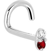 Body Candy Solid 14k White Gold 1.5mm Genuine Ruby Diamond Marquise Left Nose Stud Screw 18 Gauge 1/4