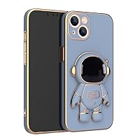 Silicone Solid Color with Stand Astronaut Phone Case for iPhone 13 11 12 Pro Max 7 8 Plus X XS XR SE 2020 Shockproof Fashion Protective Case,Blue,for iPhone 13 Pro