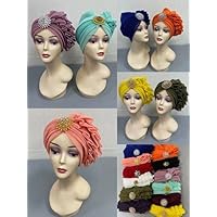 Msbric Mesh Net Female Turban Hats Alloy Accessories African Wedding Fashion Headtie Auto Ready to Wear 12 Pcs/Pack Color 901