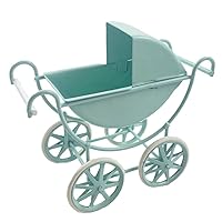 Melody Jane Dolls Houses Dollhouse Light Blue Baby Pram Metal Old Fashioned Nursery Furniture 1:12 Scale