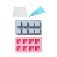 8 Cavities Square Silicone Molds for Making Chocolate Candy, Ice Cube Tray,Truffles Pralines, DIY Soap Resin, Mousse Cake Baking Molds