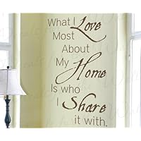 What I Love Most About My Home is Who I Share it with - Family Love Happiness Guests Entryway Entry - Wall Decal Mural Graphic - Vinyl Quote Sticker Art Decoration - Lettering Decor Saying
