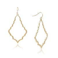 Pomina Lightweight Simple Basic Geometric Gold Dangle Drop Earrings Open Gold Teardrop Earrings for Women