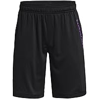 Under Armour Kids Stunt 3.0 Printed Shorts (Big Kids) - Pure Polyester Fabric - Encased Elastic Waistband Black/Galaxy Purple/Galaxy Purple SM (8 Big Kid) One Size