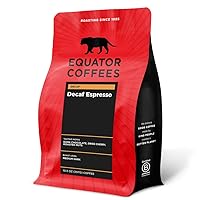 Equator Coffees, Decaf Espresso, Whole Bean Decaf Coffee, Medium Dark Roast, Fresh Roasted, Cherry, Chocolate, and Nutty Flavor Notes, Sustainable, for Espresso and Moka Pots, 10.5 oz Bag