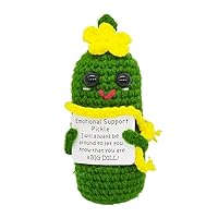 GerRiT Cute Emotional Support Plushies, Emotional Support Dill Pickle Soft Wool Crochet Doll with Positive Card Decoration Encouragement Support for Birthday Room Decor